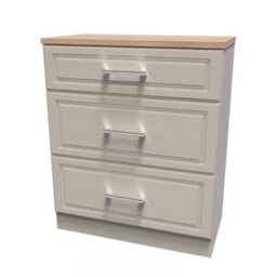 Sevilla Ready Assembled Matt Beige Light Oak Effect 3 Drawer Deep Chest (H)885mm (W)765mm (D)415mm - thumbnail 1