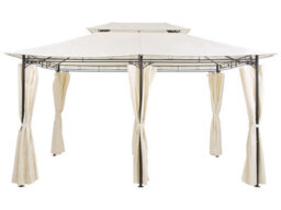 Beliani Beige Gazebo With Fabric Curtains And Black Powder-Coated Steel Frame, 300 X 400 Cm - thumbnail 3