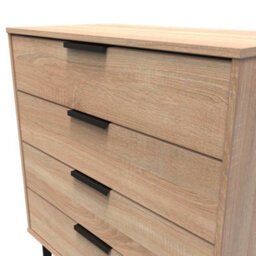 Fuji 4 Drawer Chest Of Drawers In Bardolino Oak (Ready Assembled) - thumbnail 4
