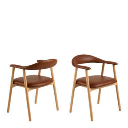 Furniture To Go Addi Dining Chair With Armrest In Pu Retro Brandy Set Of 2 - thumbnail 1