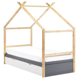 Beliani Kids Bed House Pine Wood Orgeval 90 X 200 Cm (Eu Single) With Storage Grey - thumbnail 4