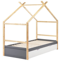 Beliani Kids Bed House Pine Wood Orgeval 90 X 200 Cm (Eu Single) With Storage Grey - thumbnail 6