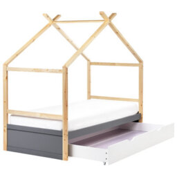 Beliani Kids Bed House Pine Wood Orgeval 90 X 200 Cm (Eu Single) With Storage Grey - thumbnail 5