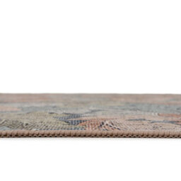 Loomed Floral Design Cotton Chenille Rug Blue Green Beige Machine Washable 60Cm X 240Cm - thumbnail 5