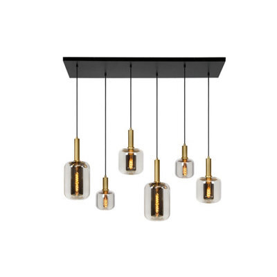 Lucide Joanet 6 Light Glass Bar Ceiling Pendant Black - image 1