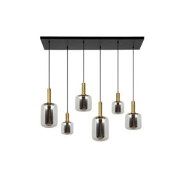 Lucide Joanet 6 Light Glass Bar Ceiling Pendant Black - thumbnail 3