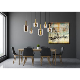 Lucide Joanet 6 Light Glass Bar Ceiling Pendant Black - thumbnail 5