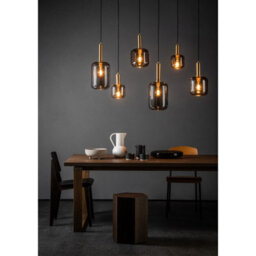 Lucide Joanet 6 Light Glass Bar Ceiling Pendant Black - thumbnail 4