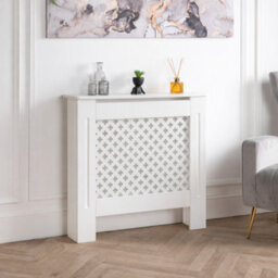 Home Treats Wooden Radiator Cover White Criss Cross Design Small 82Cm X 78Cm - thumbnail 7