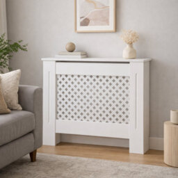 Home Treats Wooden Radiator Cover White Criss Cross Design Small 82Cm X 78Cm - thumbnail 8