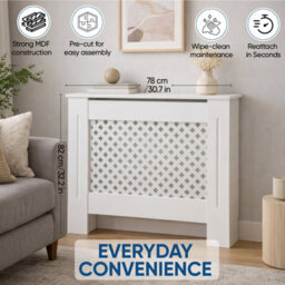 Home Treats Wooden Radiator Cover White Criss Cross Design Small 82Cm X 78Cm - thumbnail 5