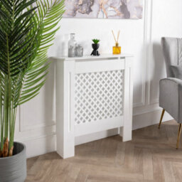 Home Treats Wooden Radiator Cover White Criss Cross Design Small 82Cm X 78Cm - thumbnail 6