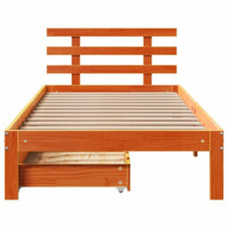 Berkfield Bed Frame With Drawers Without Mattress Wax Brown 75X190 Cm Small Single - thumbnail 4