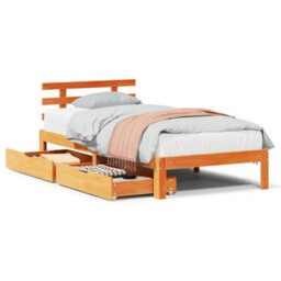Berkfield Bed Frame With Drawers Without Mattress Wax Brown 75X190 Cm Small Single - thumbnail 2