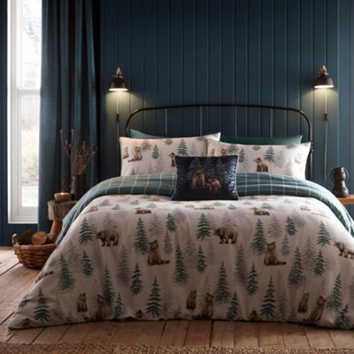 Dreams & Drapes Bear Walks Brushed Cotton Natural Duvet Cover Set - image 1