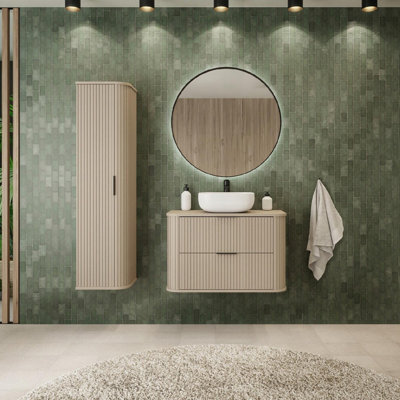 Heze Furniture Elegance Glamour Style 2 Bathroom Wall Vanity Cabinets Set 35Cm & 80Cm  - Cashmere - image 1