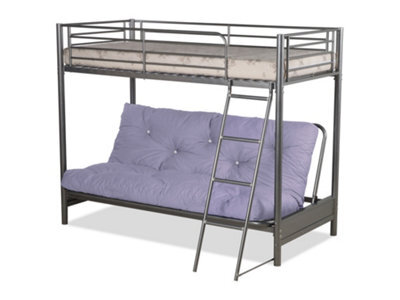 Mattress Guru Futon Bunk Bed (With One Futon Mattress) In Silver Metal Finish (Lilac Futon) - image 1