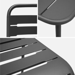 Sweeek - 6-8 Seater Rectangular Steel Garden Table With Chairs Amelia Anthracite 160X90X72 Cm - thumbnail 5