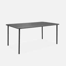 Sweeek - 6-8 Seater Rectangular Steel Garden Table With Chairs Amelia Anthracite 160X90X72 Cm - thumbnail 3
