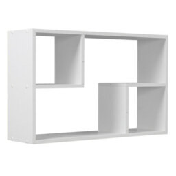 Urbn-Living Urbnliving Height 38Cm Nyborg Rectangular Wooden Floating Wall Mounting Colour White Shelf Display Unit Book Storage