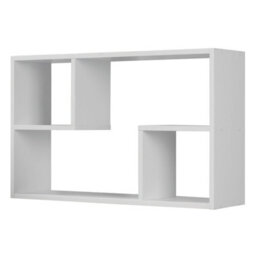 Urbn-Living Urbnliving Height 38Cm Nyborg Rectangular Wooden Floating Wall Mounting Colour White Shelf Display Unit Book Storage - thumbnail 2