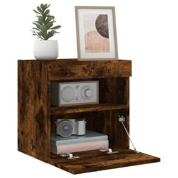 Walplus Tv Wall Cabinets With Led Lights 2 Pcs Smoked Oak 40X30X40 Cm - thumbnail 6