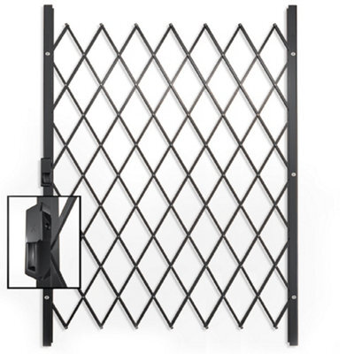 Burbage Iron Craft Safta Single Metal Expanding/retractable Security Gate Barrier Grille Up To 840mm Wide X 1900mm High Black - image 1