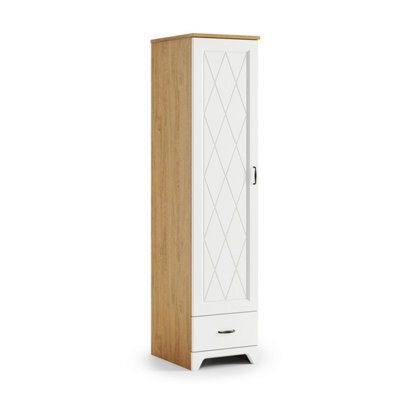 Heze Furniture Provenza 1 Door Premium Wardrobe Rustic Style - Stone Oak / White Matt - image 1