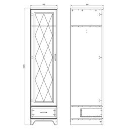 Heze Furniture Provenza 1 Door Premium Wardrobe Rustic Style - Stone Oak / White Matt - thumbnail 3