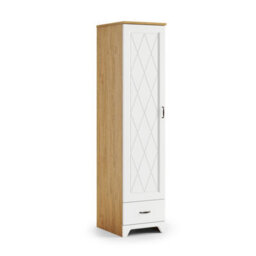 Heze Furniture Provenza 1 Door Premium Wardrobe Rustic Style - Stone Oak / White Matt - thumbnail 1