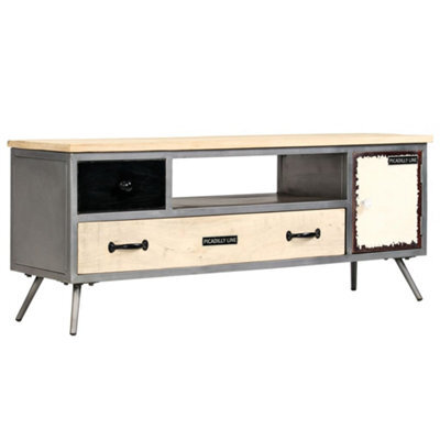 Berkfield Tv Cabinet Solid Mango Wood And Steel 120X30X45 Cm - image 1