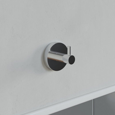 Affine Bathroom Robe Towel Hook Holder Chrome Round Wall Mounted Stylish Modern - image 1