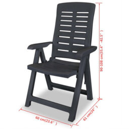Reclining Garden Chairs 2 Pcs Plastic Anthracite - thumbnail 8