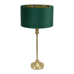 Valuelights Maggie Gold Candlestick Table Lamp With Forest Green Velvet With Gold Inner Lamp Shade - thumbnail 2