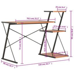 Berkfield Modern Desk With Shelf Black And Brown 116X50X93 Cm - thumbnail 7