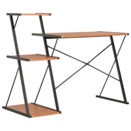 Berkfield Modern Desk With Shelf Black And Brown 116X50X93 Cm - thumbnail 4