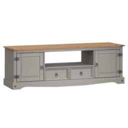 Mercers Furniture Corona Grey Wax Large Widescreen Tv Unit 2 Door 2 Drawer Media Unit Solid Wood Pine Wooden With Mexican Styling - thumbnail 2
