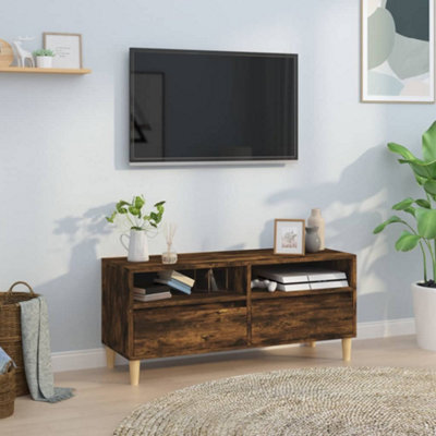 Walplus Tv Cabinet Smoked Oak 100X34.5X44.5 Cm Engineered Wood - image 1