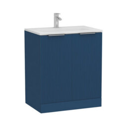 Royal Bathrooms Evora 700mm Midnight Blue Fluted Floor Standing Bathroom Vanity Unit 2 Door Cabinet Storage With Stone Basin Sink - 1 Tap Hole - thumbnail 6