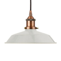 Pale Grey Small Trinity Metal Painted Dome Pendant Light With Matt Antique Copper Lamp Holder And Black Round Cable - Se Home - thumbnail 1