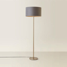Valuelights Charles Chrome Floor Lamp With Grey Velvet Shade And Bulb - thumbnail 6
