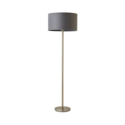 Valuelights Charles Chrome Floor Lamp With Grey Velvet Shade And Bulb - thumbnail 2