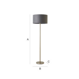 Valuelights Charles Chrome Floor Lamp With Grey Velvet Shade And Bulb - thumbnail 8
