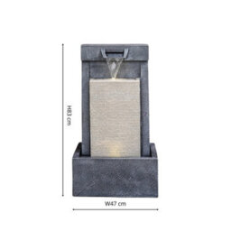 Ivyline Outdoor Contemporary Cube Water Feature - Cement - L47 X W37 X H83 Cm - Black - thumbnail 4
