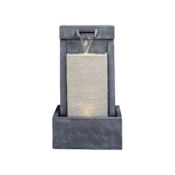 Ivyline Outdoor Contemporary Cube Water Feature - Cement - L47 X W37 X H83 Cm - Black - thumbnail 1