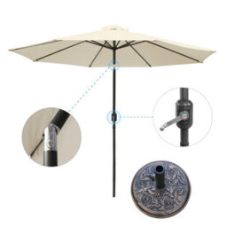 VRUC Outdoor 3M Parasol - Crank Up & Tilt Garden Parasol Umbrella Cream And Base - thumbnail 1