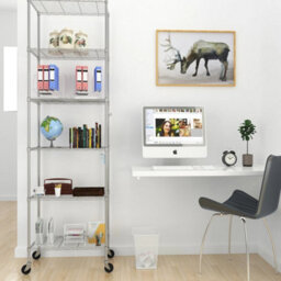 Silver 6-Tier Metal Wire Shelving Unit With Wheels Storage Rack Kitchen - thumbnail 4