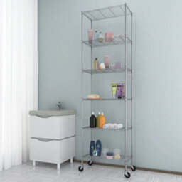Silver 6-Tier Metal Wire Shelving Unit With Wheels Storage Rack Kitchen - thumbnail 5