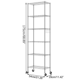 Silver 6-Tier Metal Wire Shelving Unit With Wheels Storage Rack Kitchen - thumbnail 2