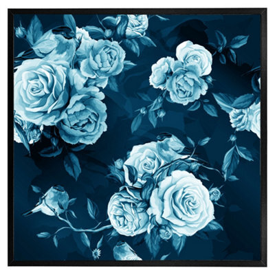 "Andrew Lee Winter Blue Roses (Picutre Frame) / 12X12"" / Oak" - image 1